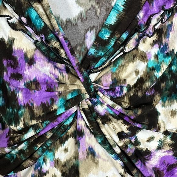 CJ Banks Womens Pullover Flower Purple V Neck Plus Size X - Picture 11 of 14